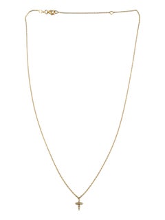 18 Karat Yellow Gold Mini Diamond Cross Necklace #18560