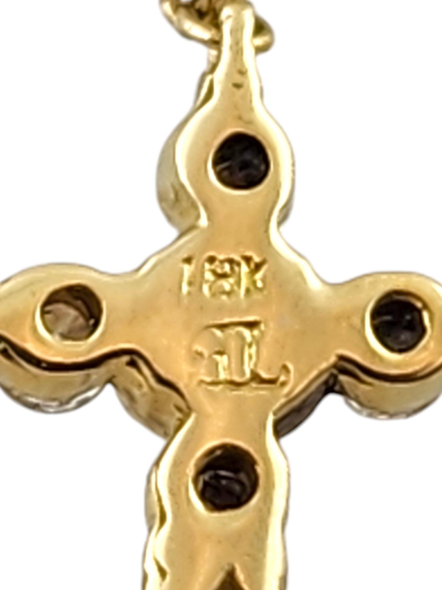 Women's 18 Karat Yellow Gold Mini Diamond Cross Necklace #18560