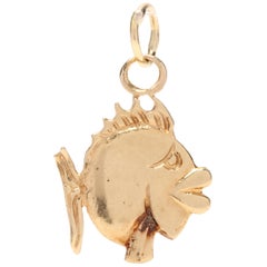 18 Karat Yellow Gold Mini Fish Charm or Pendant
