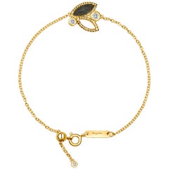 18 Karat Gelbgold Mini Q Gartenarmband mit Diamanten und Abalone-Perle