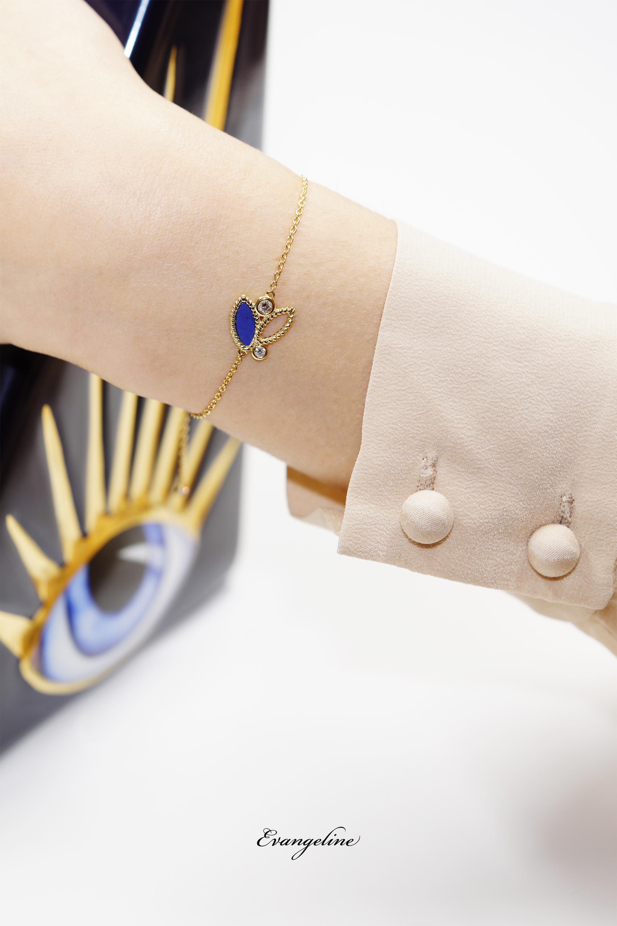 Bracelet de jardin Mini Q en or jaune 18 carats avec diamants et lapis-lazuli Neuf - En vente à London, GB