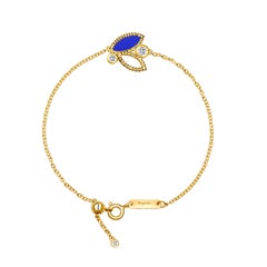 Vintage 18 Karat Yellow Gold Mini Q Garden Bracelet with Diamonds and Lapis Lazuli