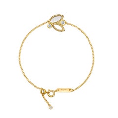 18 Karat Gelbgold Mini Q Garten-Armband mit Diamanten und Perlmutt