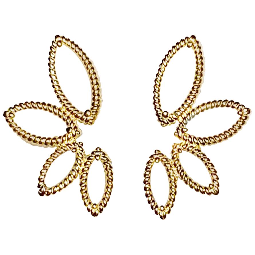 18 Karat Gelbgold Mini Q Garten-Ohrringe mit Diamanten und Perlmutt