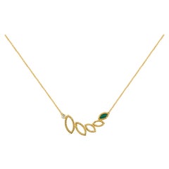 18 Karat Yellow Gold Mini Q Garden Necklace with Diamonds and Malachite