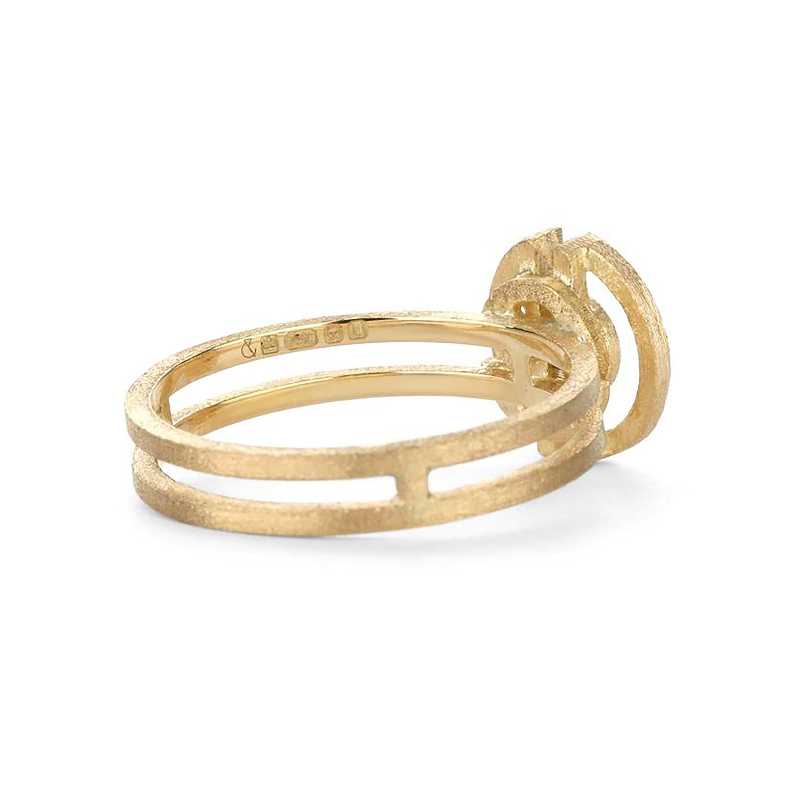 Contemporary 18 Karat Yellow Gold Mini Three Circle Diamond Engagement Ring For Sale