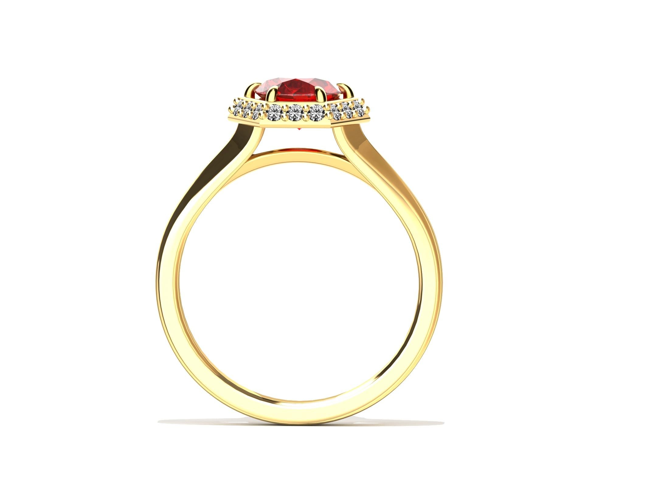 Im Angebot: 18 Karat Gelbgold Moderner Art Deco Rubin-Ring () 4