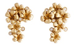 18 Karat Yellow Gold Modern Cocktail Earrings with Diamonds and Pink Tourmalines
