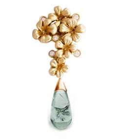 Eighteen Karat Yellow Gold Modern Style Earrings with Diamonds and Tourmalines