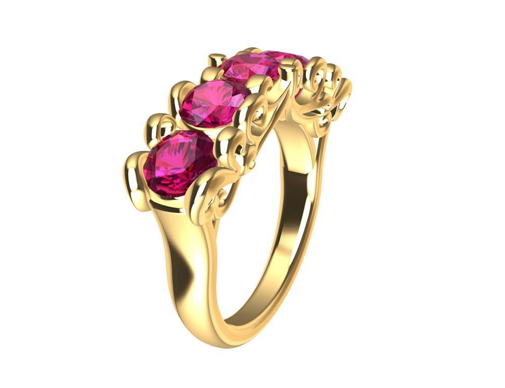 For Sale:  18 Karat Yellow Gold Modern Victorian Rubies Cocktail Ring 4