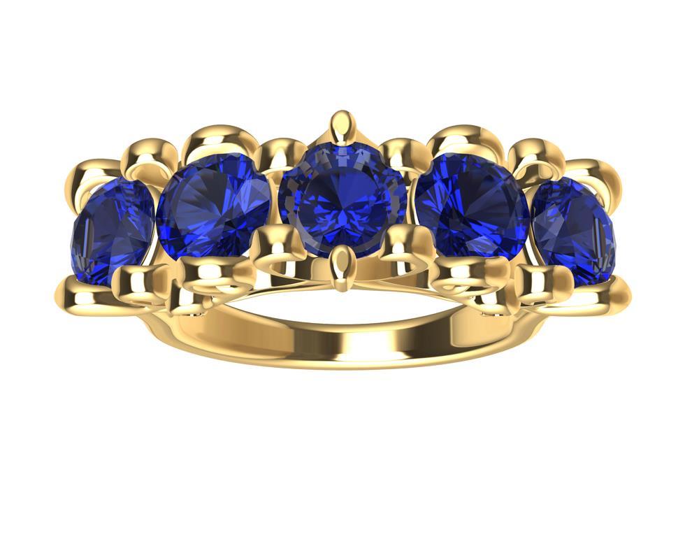 For Sale:  18 Karat Yellow Gold Modern Victorian Sapphires Cocktail Ring 2
