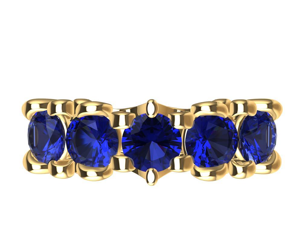 For Sale:  18 Karat Yellow Gold Modern Victorian Sapphires Cocktail Ring 5
