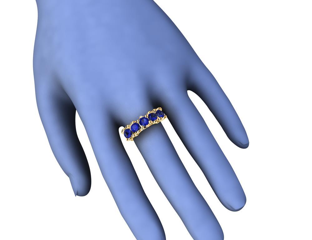 For Sale:  18 Karat Yellow Gold Modern Victorian Sapphires Cocktail Ring 8