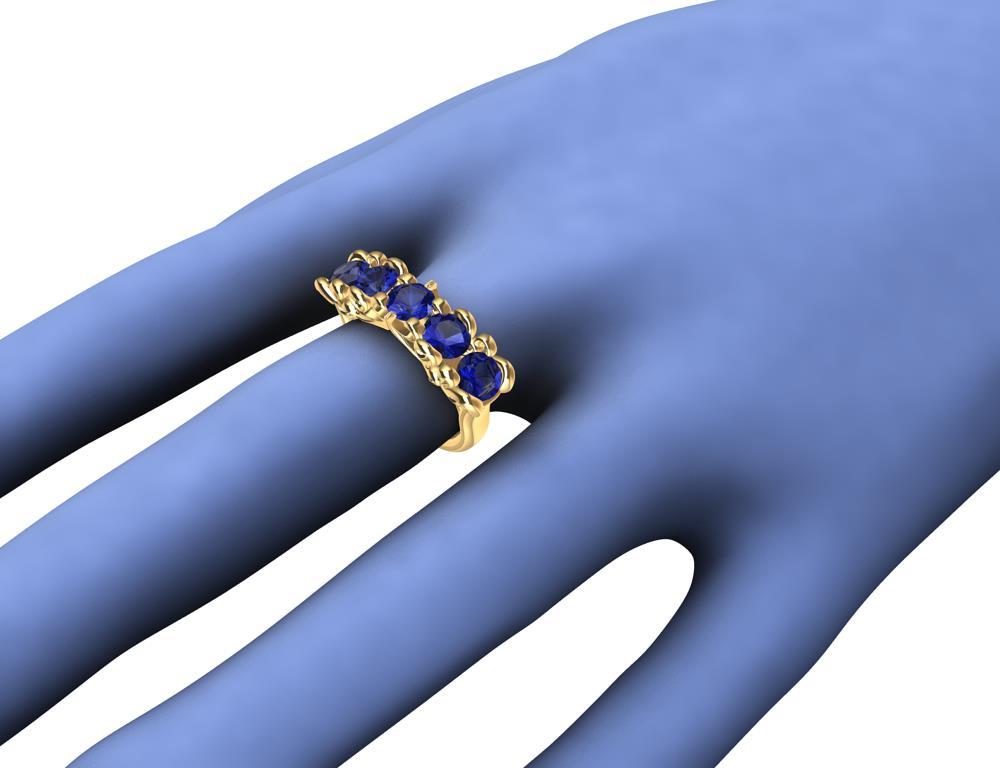 En vente :  Bague cocktail moderne victorienne en or jaune 18 carats et saphirs 9