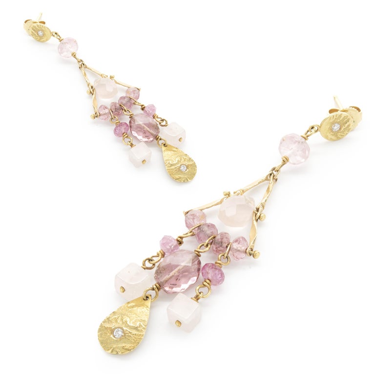 18K Rose Gold Morganite and Diamond Tear Drop Earrings main image 0
