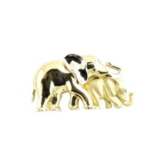 18 Karat Yellow Gold Mother and Baby Elephant Pendant