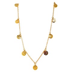18 Karat Yellow Gold Multi Charm Diamond Necklace