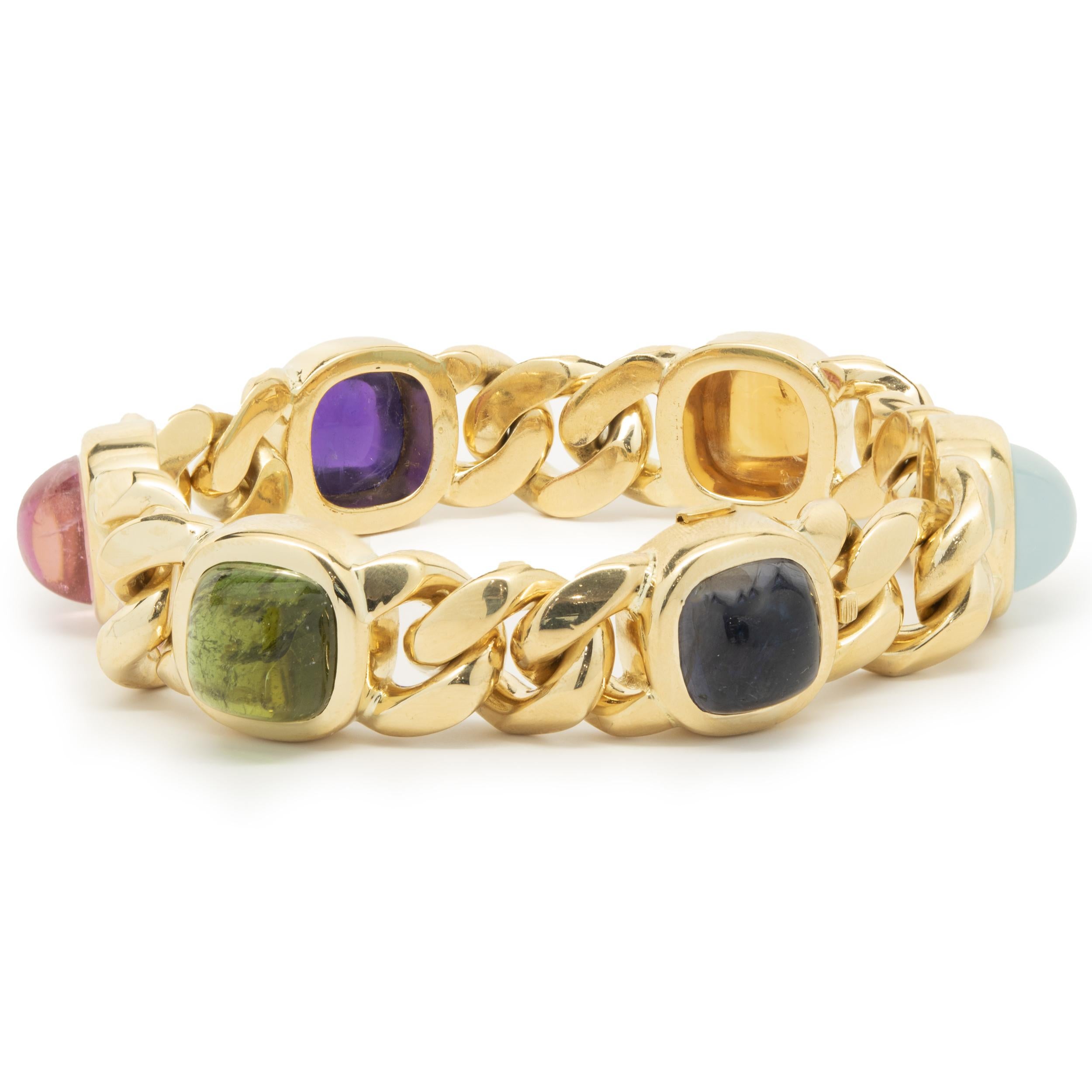 Designer: individuell 
Material: 18K Gelbgold
Abmessungen: Das Armband passt an ein Handgelenk von bis zu 8 Zoll
Gewicht: 148,26 Gramm
