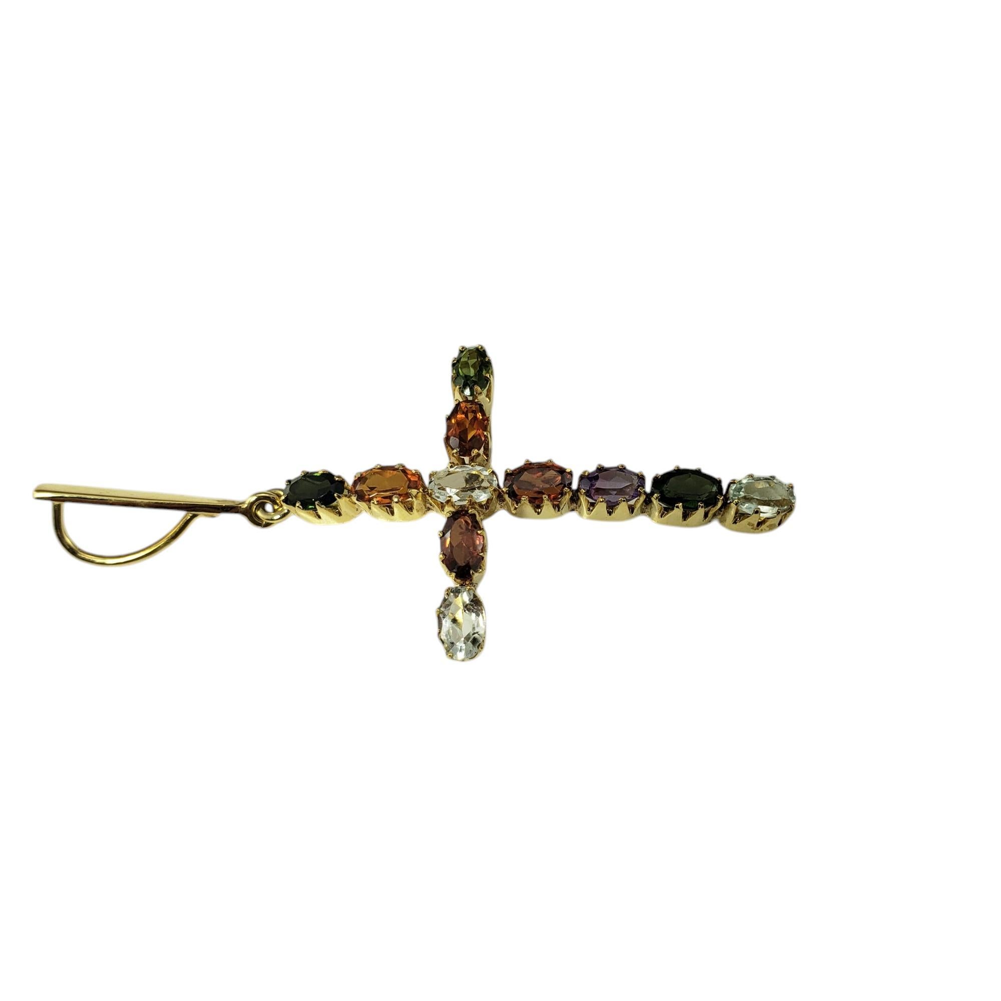 Taille ovale Pendentif croix multi-pierres en or jaune 18 carats  #19738 en vente