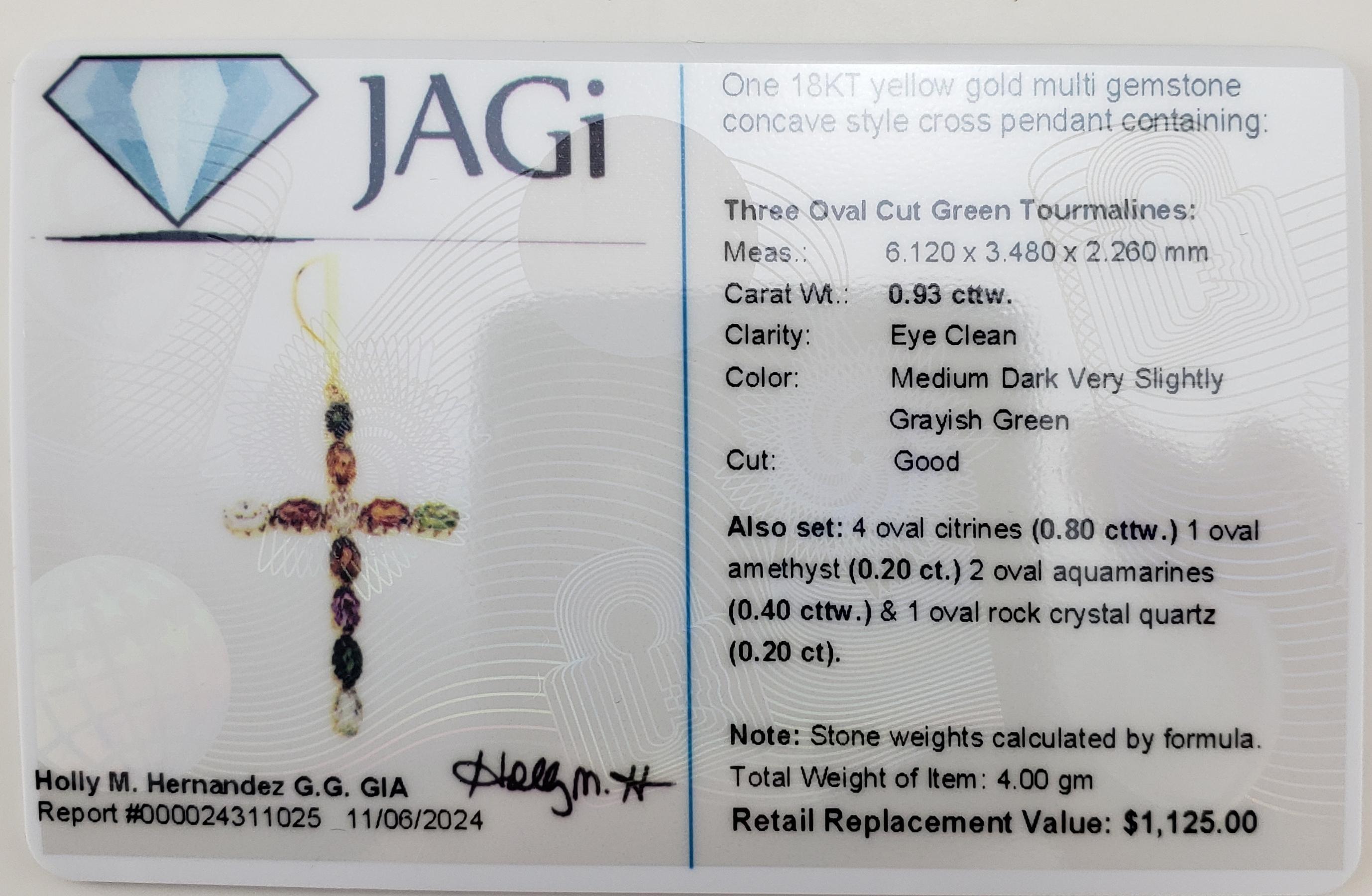 Pendentif croix multi-pierres en or jaune 18 carats  #19738 en vente 3