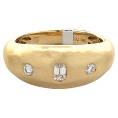 18 Karat Yellow Gold Multi Shape Diamond Dome Ring