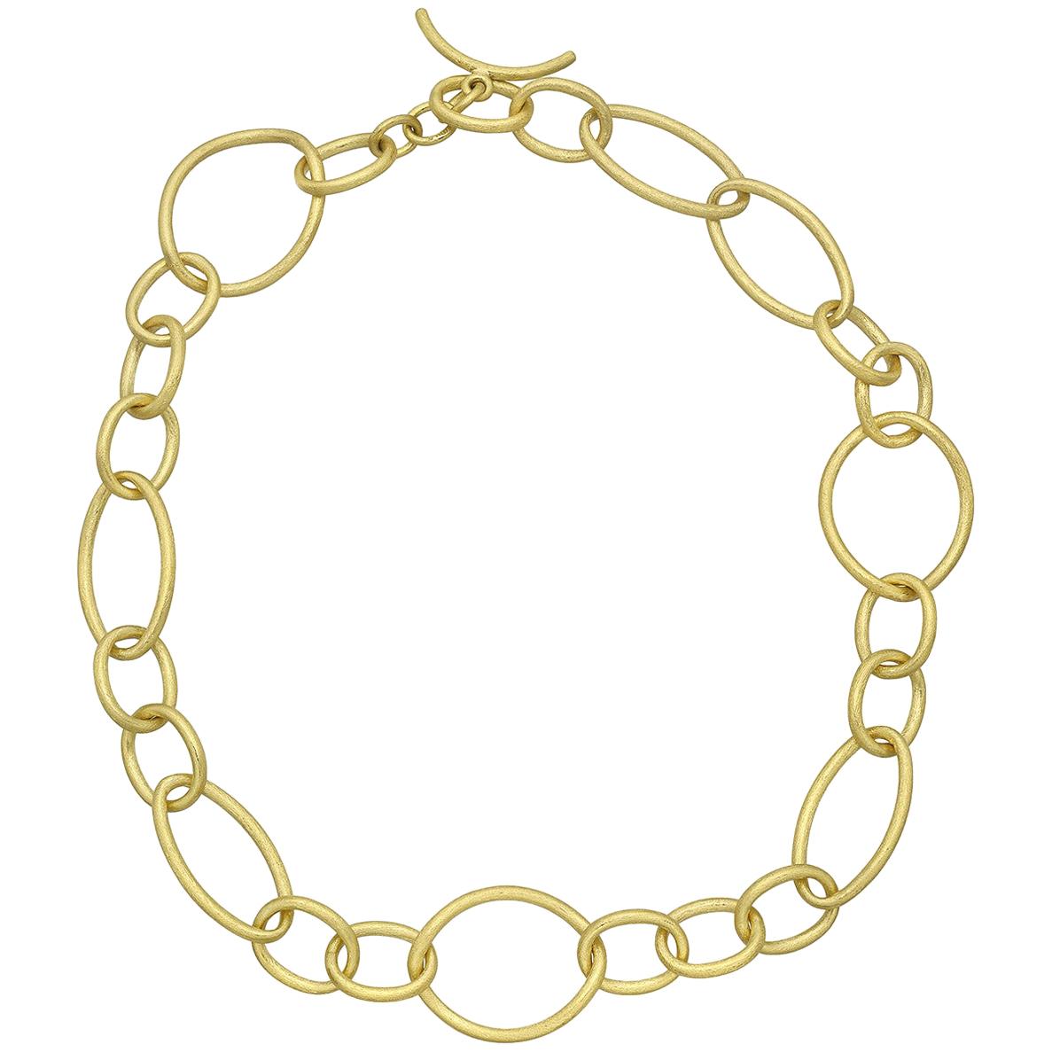 18 Karat Yellow Gold Multi-Shape Link Necklace
