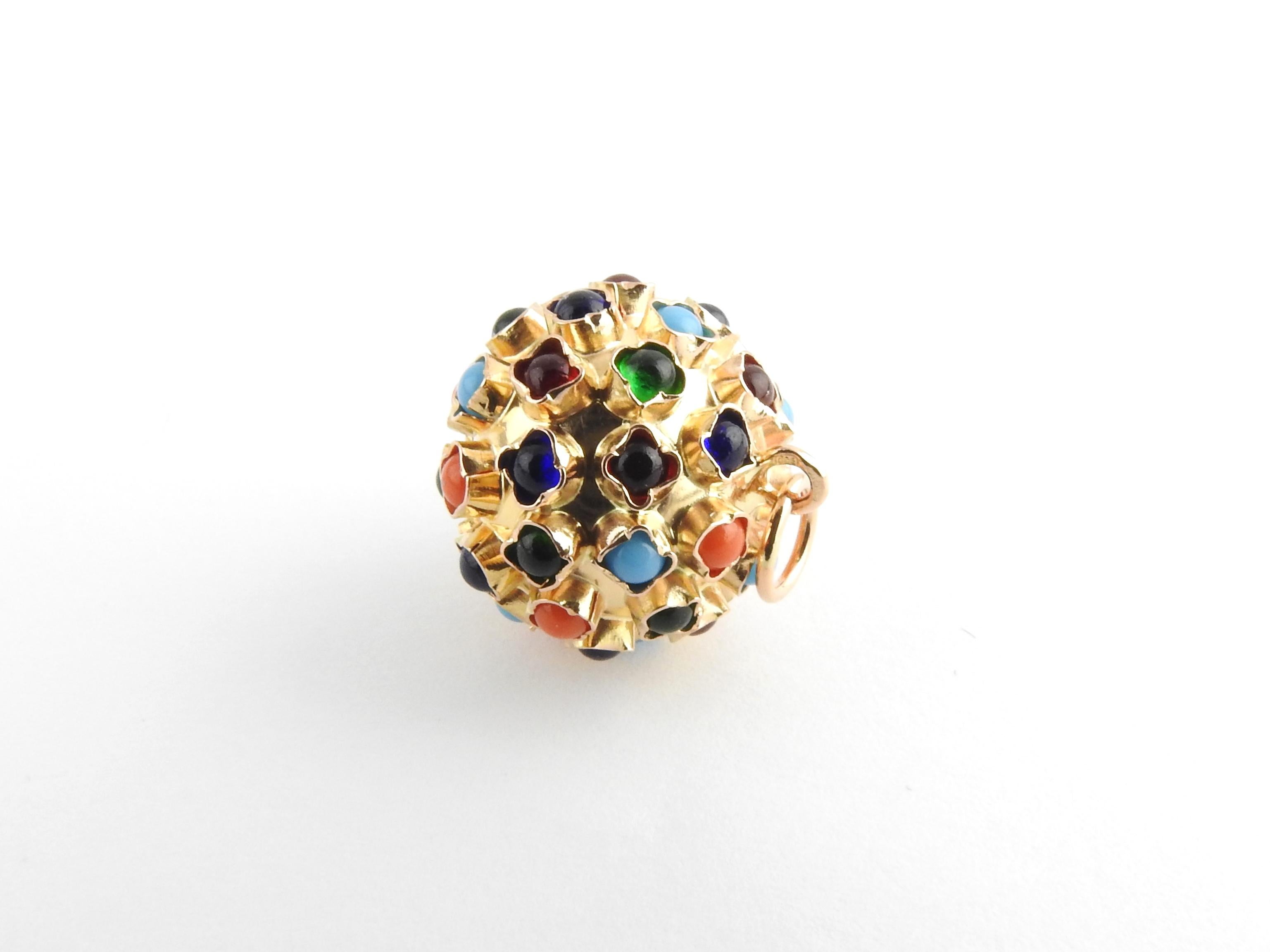 18 Karat Yellow Gold Multi Stone Sputnik Charm In Good Condition In Washington Depot, CT