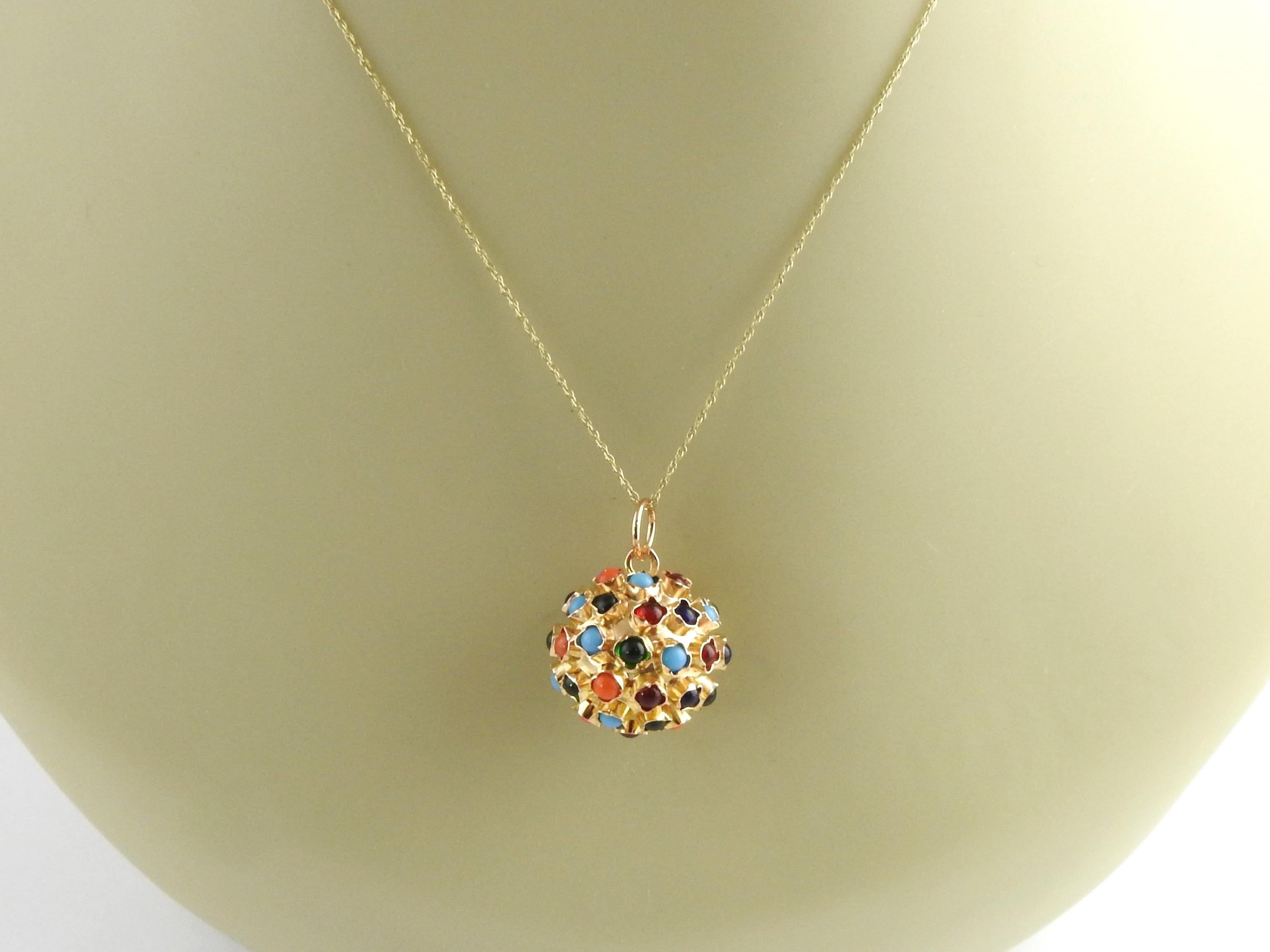 18 Karat Yellow Gold Multi Stone Sputnik Charm 3