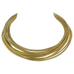 Collier de cordes multi texturée en or jaune 18 carats 161.3 grammes, fabriqué à Rome