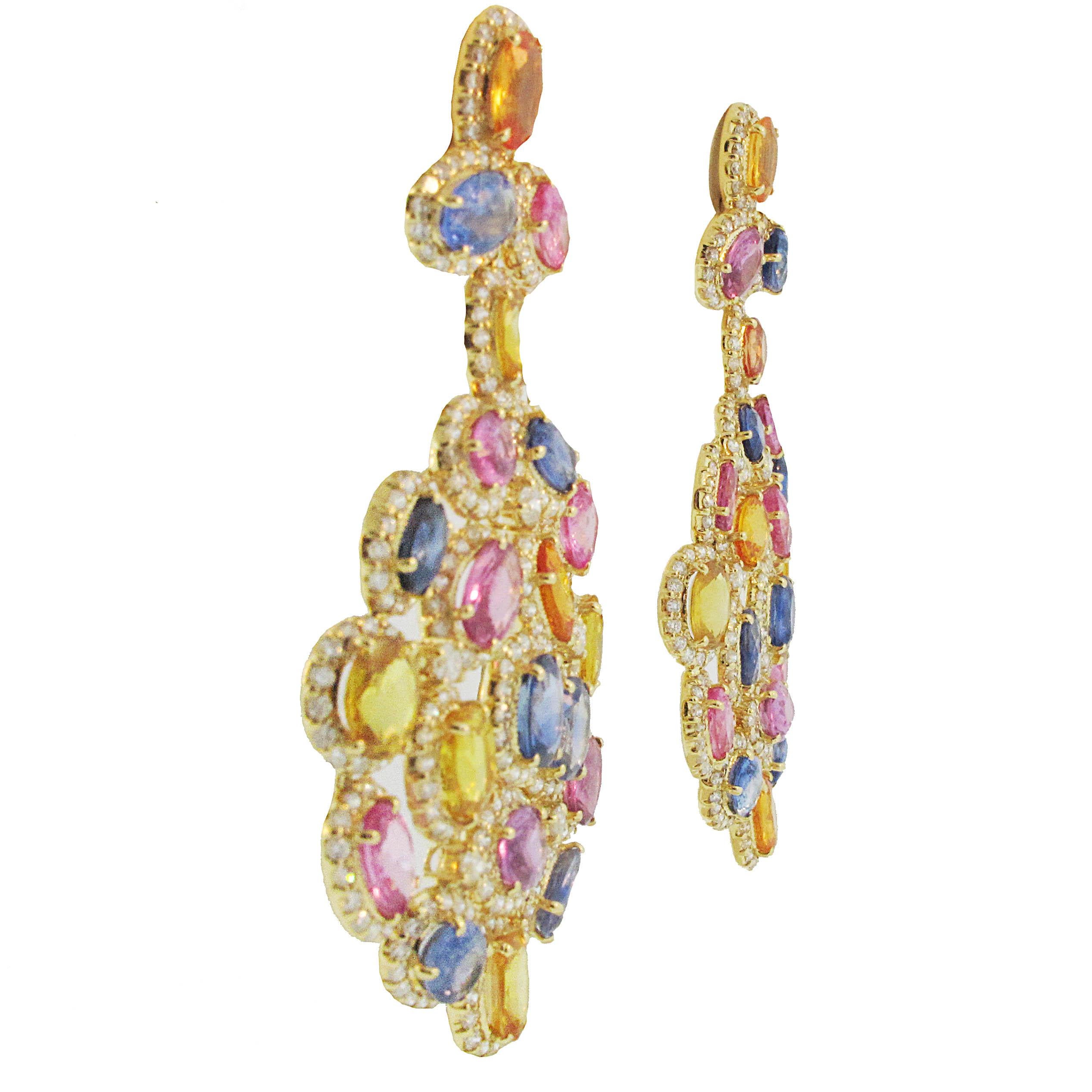multi colored chandelier earrings