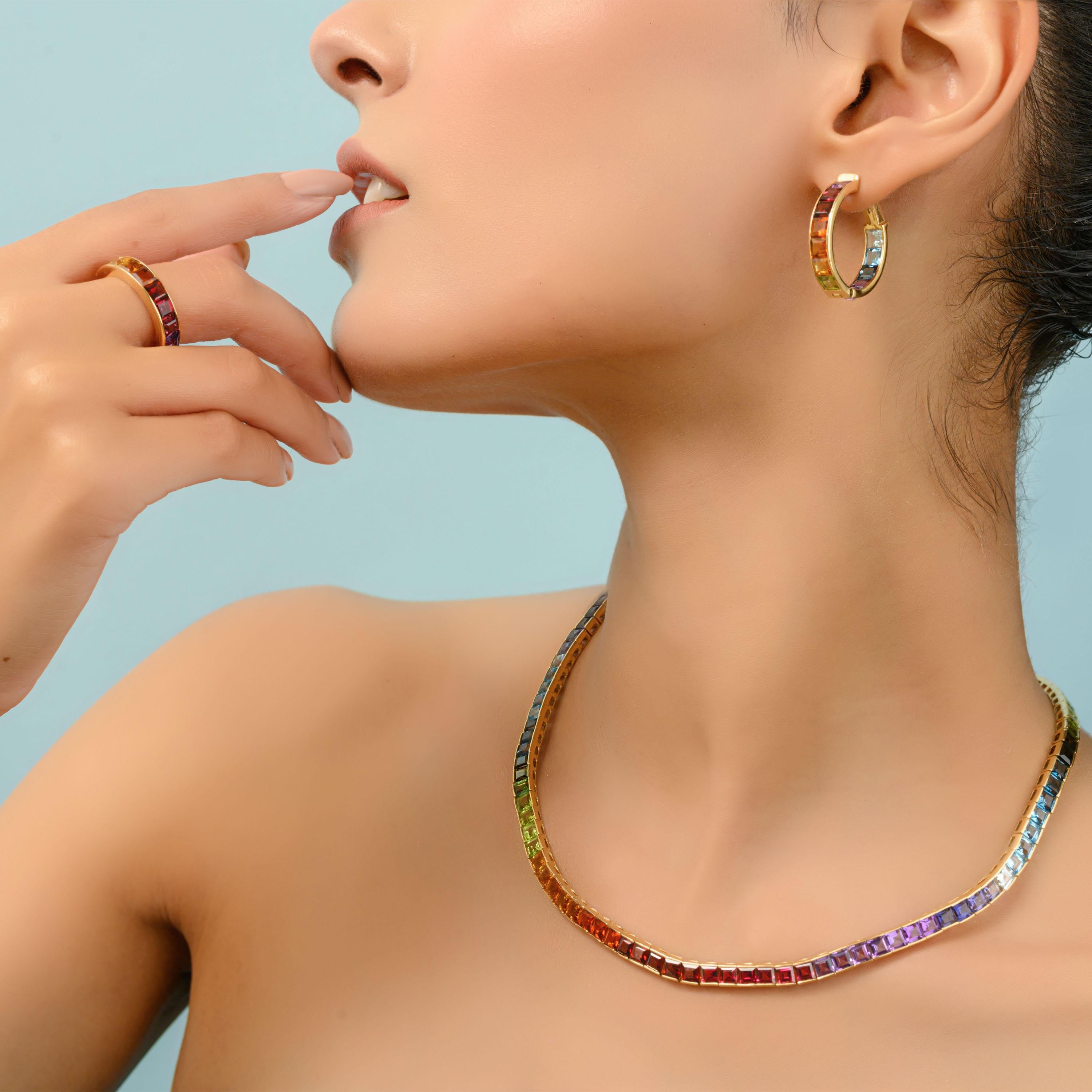 multicolor tennis necklace
