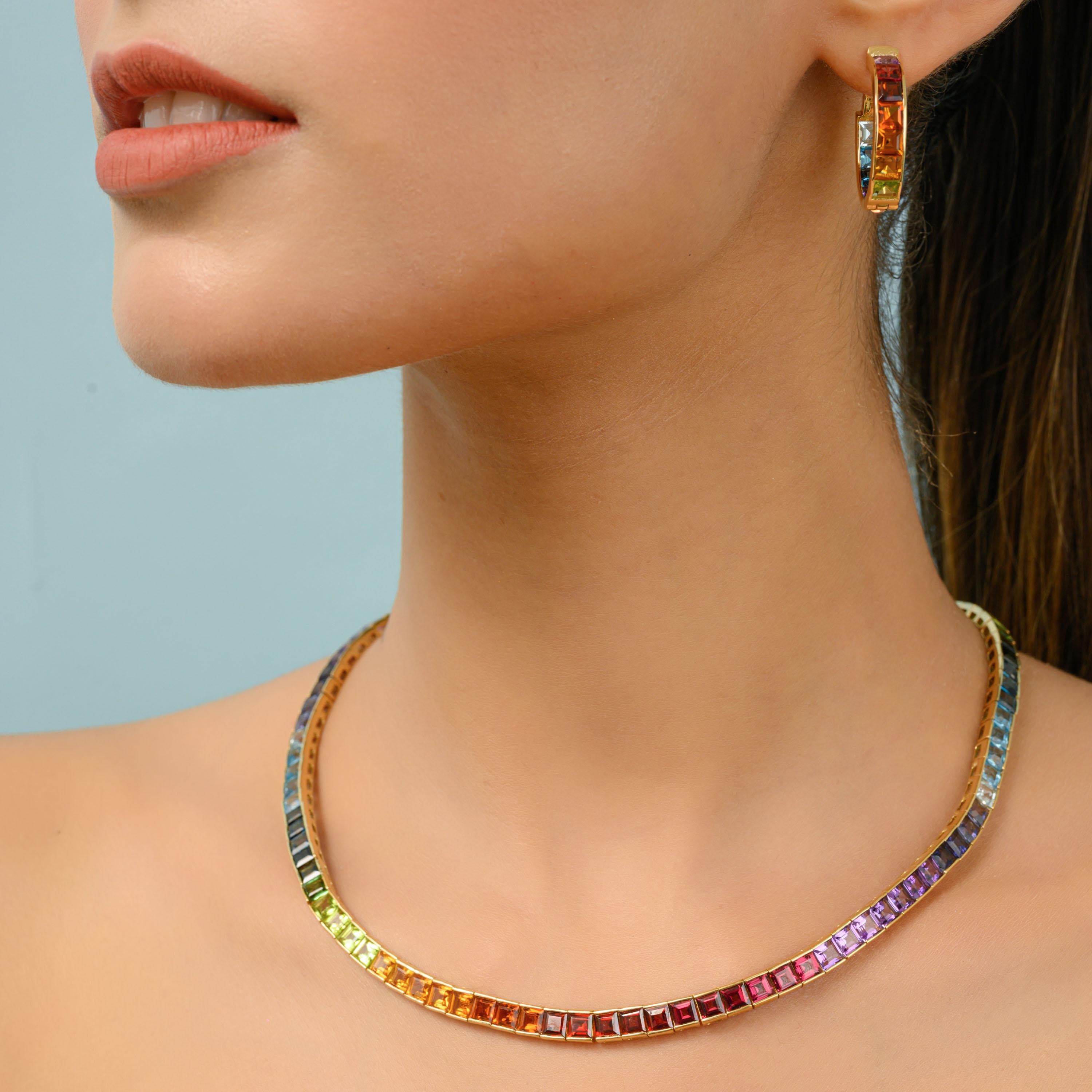 multi gemstone tennis necklace