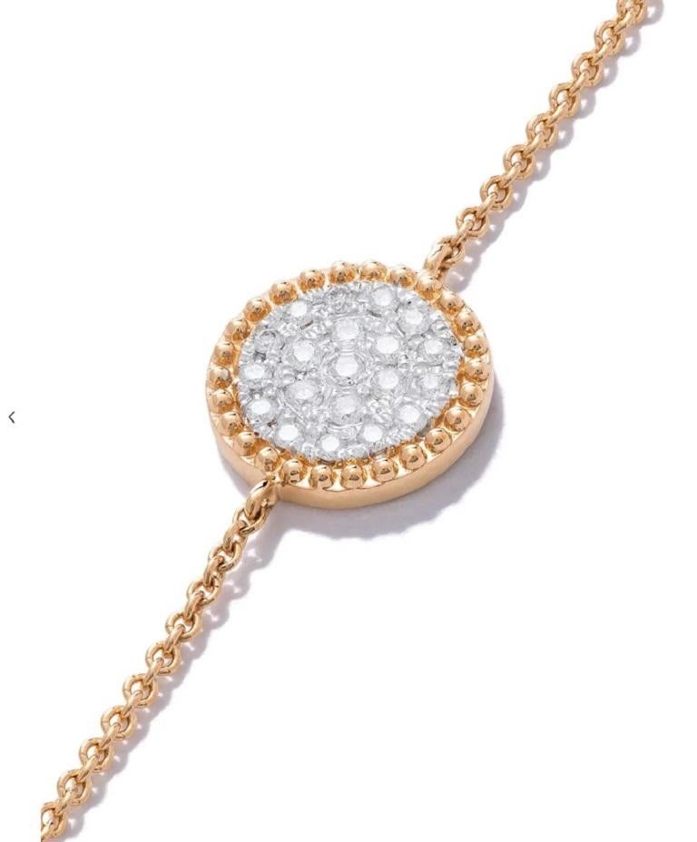 Round Cut 18 Karat Yellow Gold Mye Round Beading Pave Diamond Bracelet For Sale