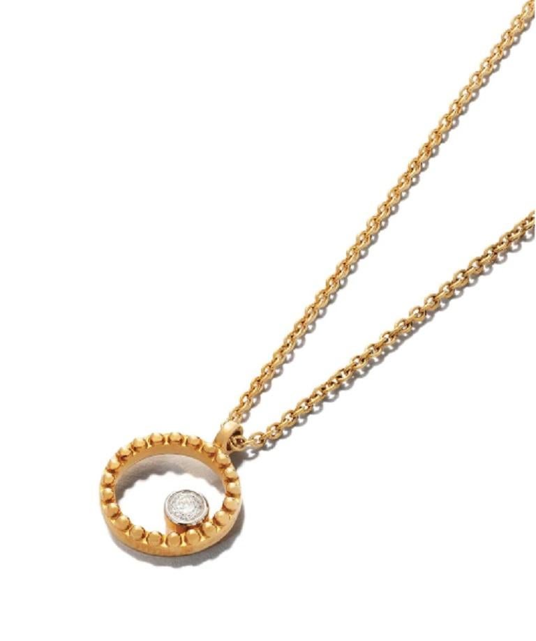 Taglio rotondo Collana in oro giallo 18 carati Mye Round Beading Pave Diamond in vendita