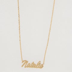 18 Karat Yellow Gold Natalie Nameplate Necklace with Diamond
