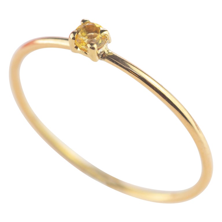18 Karat Yellow Gold Natural Citrine Quartz Round Cocktail Band Chic Ring  For Sale at 1stDibs