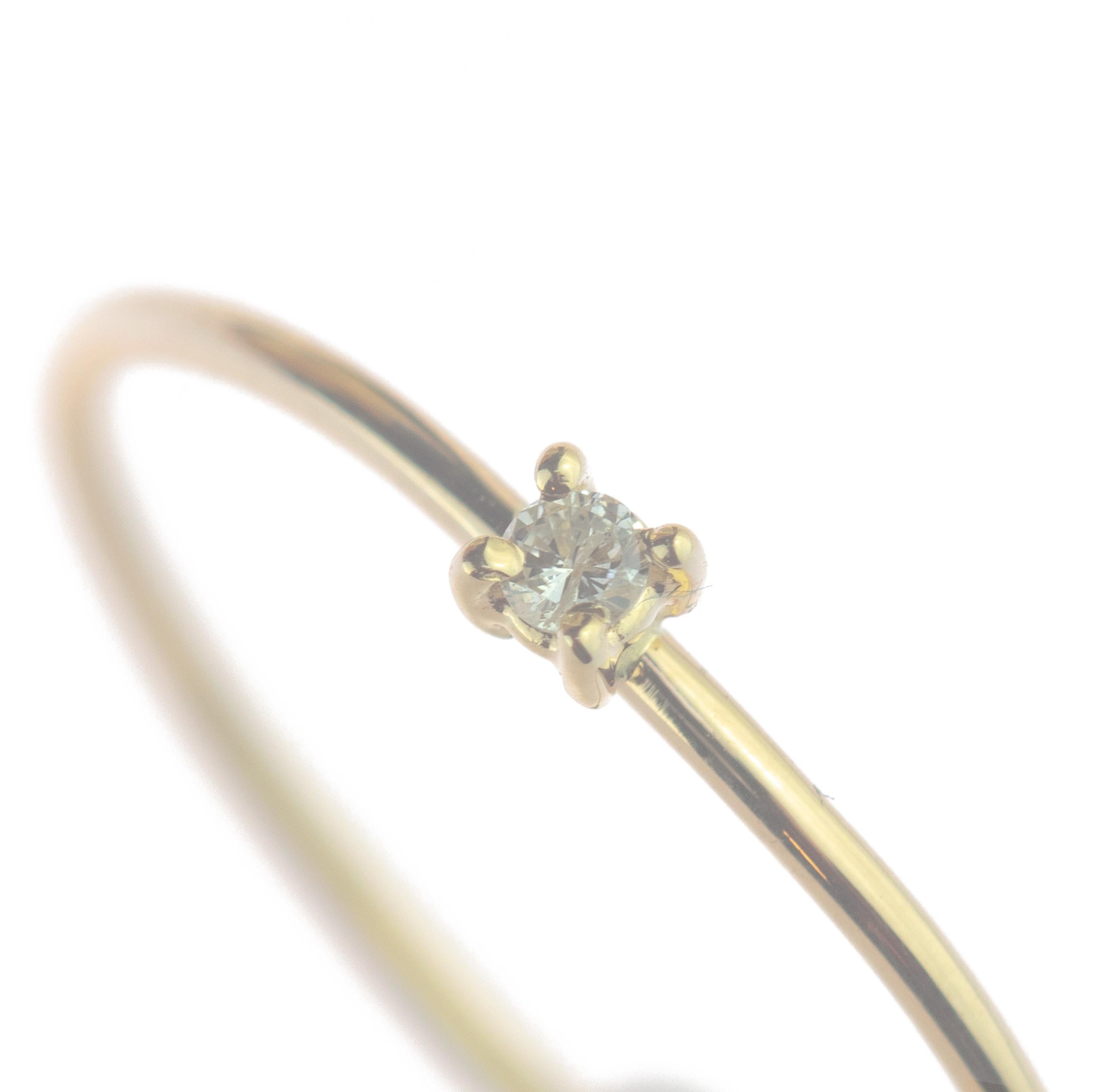 Bague cocktail fine en or jaune 18 carats diamant naturel taille brillant solitaire Neuf - En vente à Milano, IT