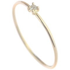 18 Karat Yellow Gold Natural Diamond Brilliant Cut Solitaire Thin Cocktail Ring