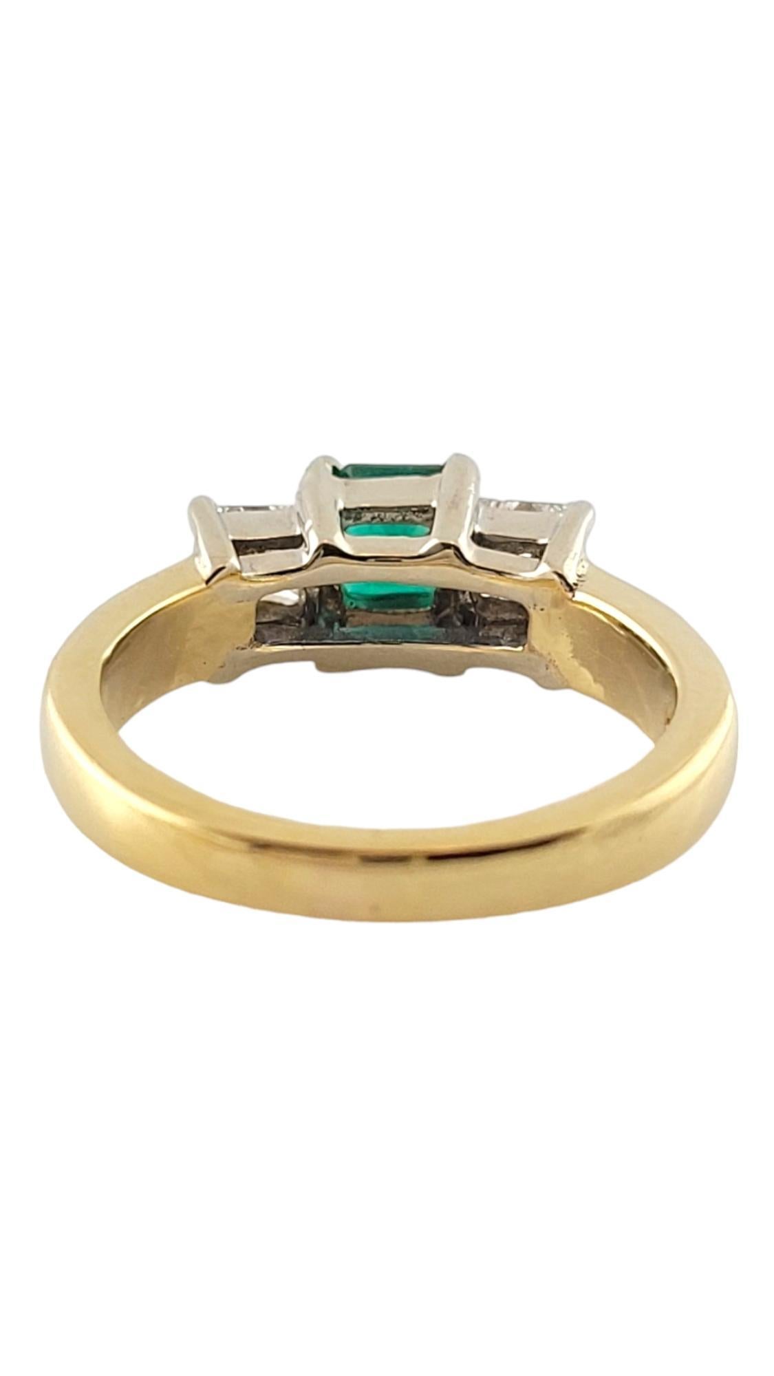 18 Karat Yellow Gold Natural Emerald and Diamond Ring Size 5.5 #16993 In Good Condition For Sale In Washington Depot, CT