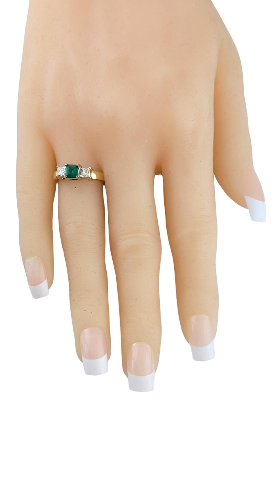 18 Karat Yellow Gold Natural Emerald and Diamond Ring Size 5.5 #16993 For Sale 1
