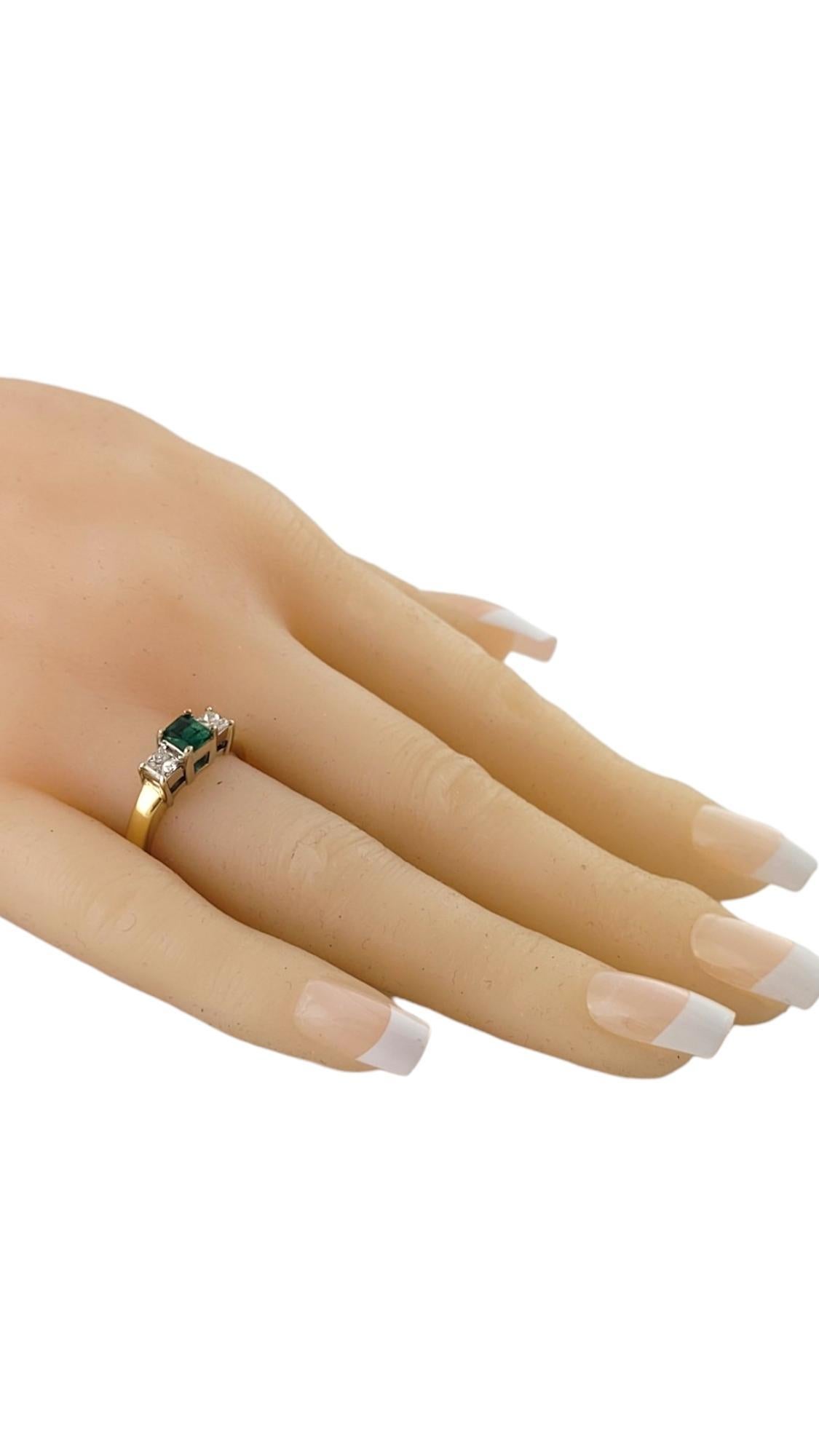 18 Karat Yellow Gold Natural Emerald and Diamond Ring Size 5.5 #16993 For Sale 2