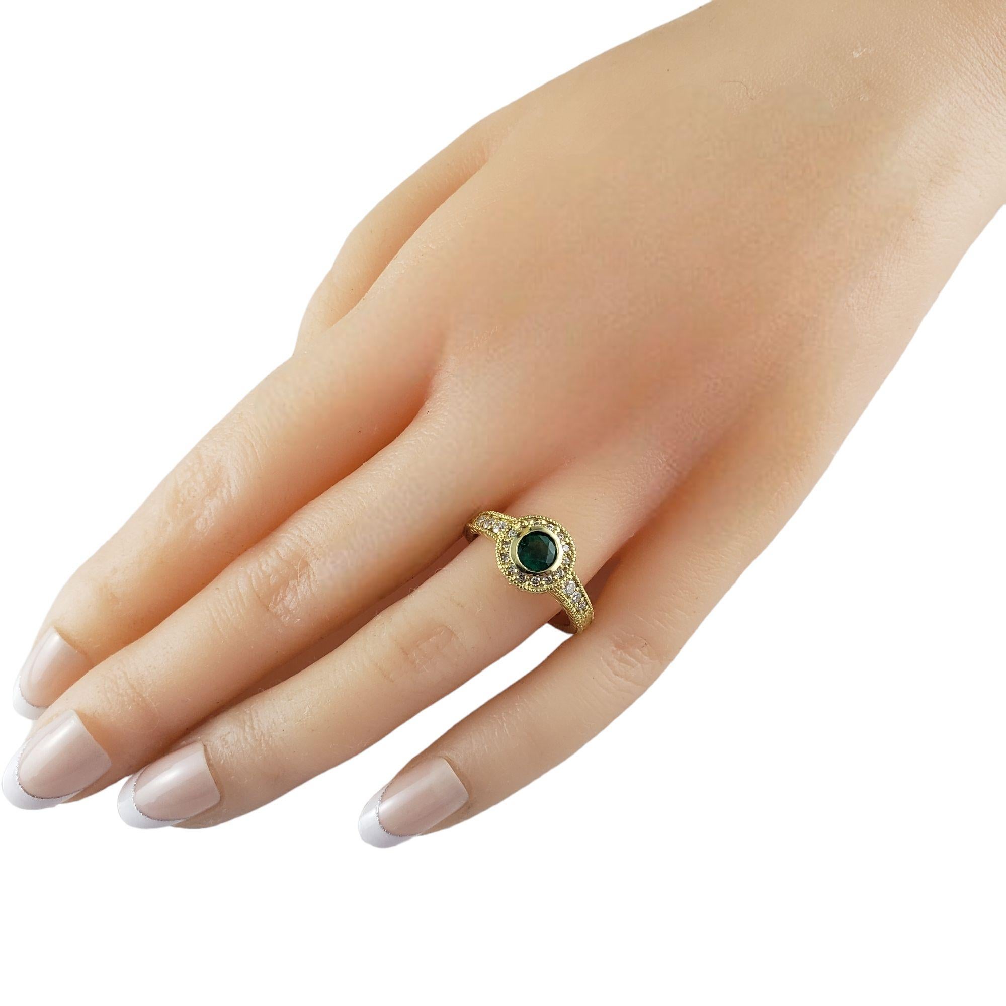 18 Karat Yellow Gold Natural Emerald and Diamond Ring Size 7 #14485 2