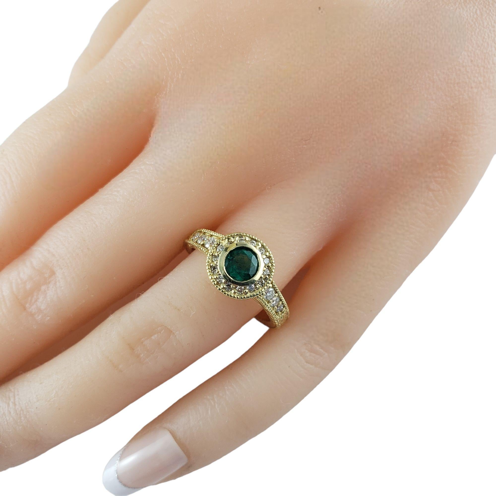 18 Karat Yellow Gold Natural Emerald and Diamond Ring Size 7 #14485 3