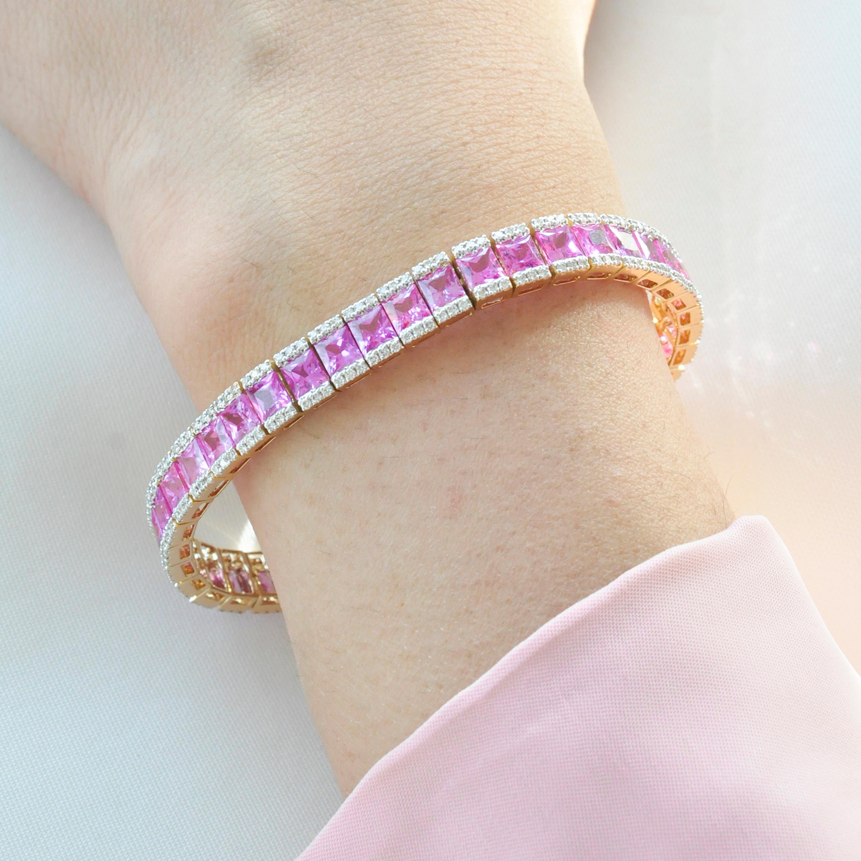 pink sapphire bracelet yellow gold