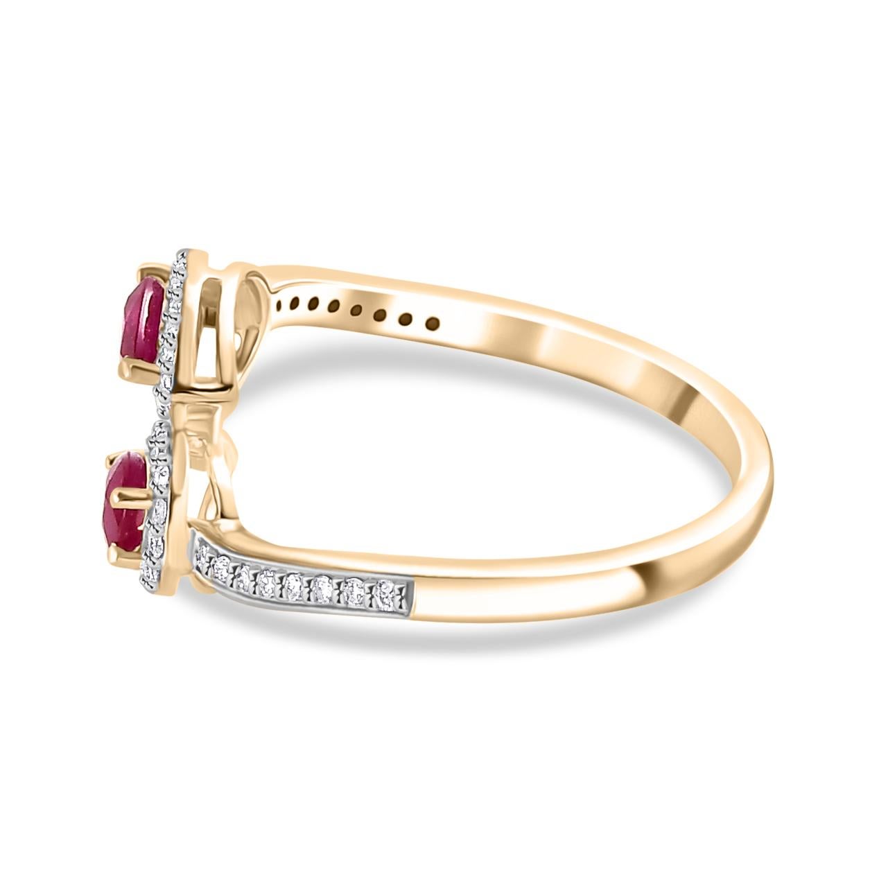 En vente :  Bague de mariage cadeau Halo by Pass en or jaune 18 carats, rubis naturel et diamants 6