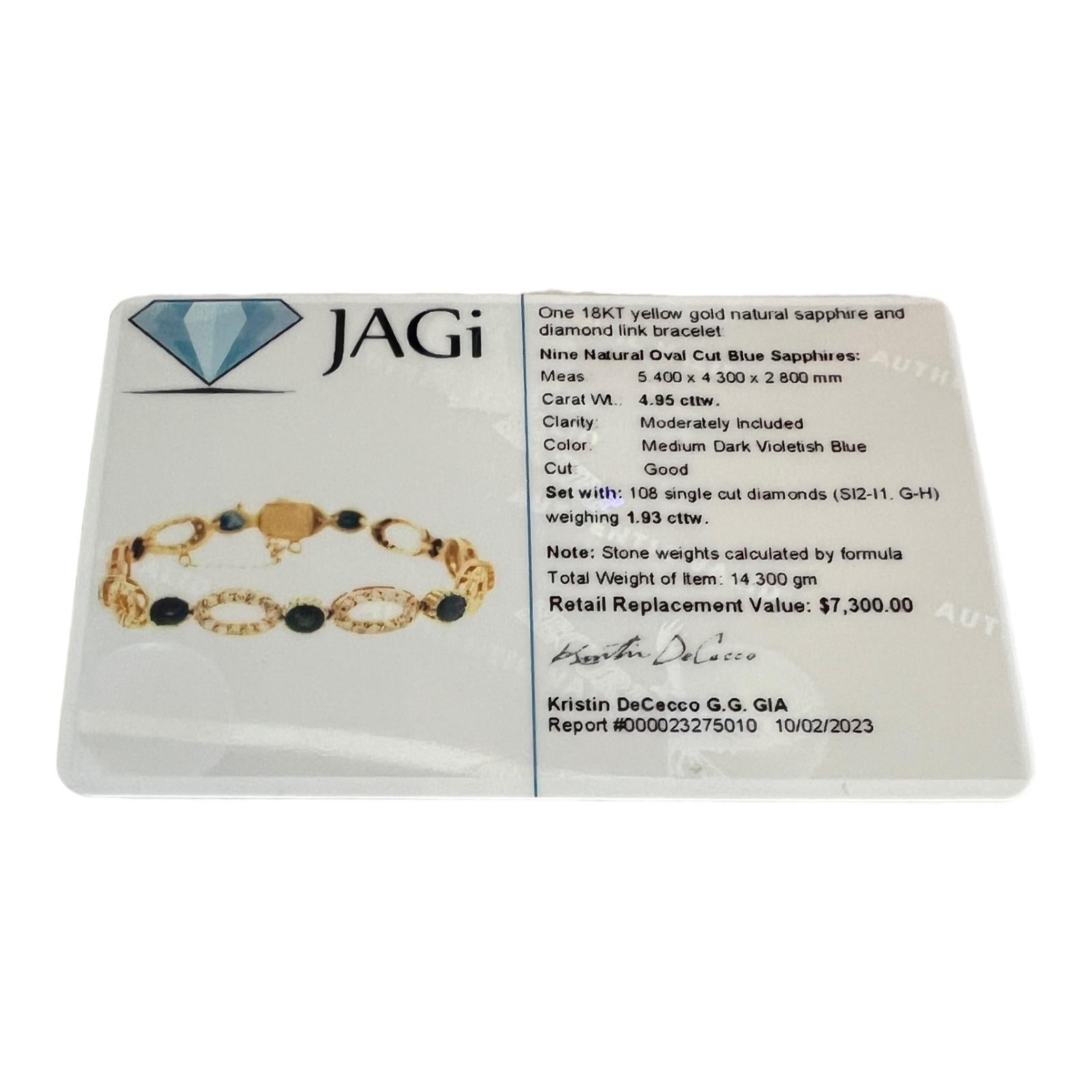 Armband aus 18 Karat Gelbgold mit natürlichem Saphir und Diamanten 5