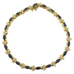 Bracciale in oro giallo 18 carati con zaffiro naturale e diamante