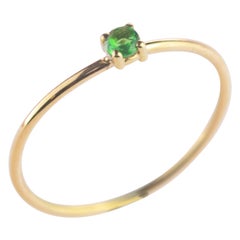 18 Karat Yellow Gold Natural Tsavorite Round Cocktail Band Chic Ring