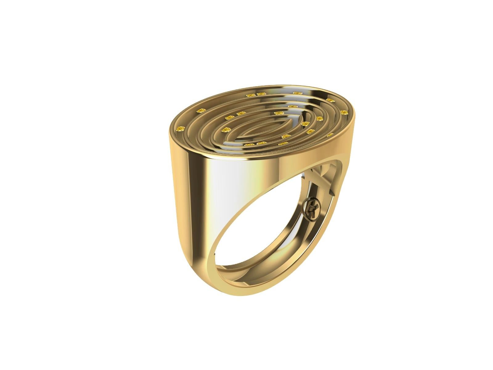 For Sale:  18 Karat Yellow Gold Natural Vivid Yellow Diamonds Oval Ring 8