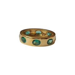 18 Karat Yellow Gold, Natural Zambian Emerald Band Ring
